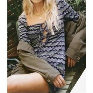 NWT Zara Mini Dress XS Purple Green Metallic Chevron Stripe Cutout Knit Party